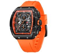 MASTOP Montre à quartz pour homme avec bracelet en silicone transparent et motif tête de mort - Étanche jusqu'à 50 m - Chronographe - Calendrier - Affichage analogique, A orange., Montre de sport de
