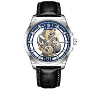 MASTOP Montre à quartz transparente pour homme - En acier inoxydable - Étanche - Squelette - Pour homme, Bleu argenté, Montre squelette transparente diamant pour homme roulette mécanique benyar