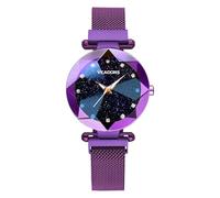 MASTOP Montre analogique de luxe à quartz pour femme - Bracelet en maille - Étanche, Mode/Violet, Montre à quartz