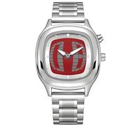 MASTOP Montre analogique moderne en acier inoxydable avec cadran coloré unique - Élégant et précis pour un usage quotidien, Argenté/rouge, Montre pour homme motif araignée - Cadran rectangulaire