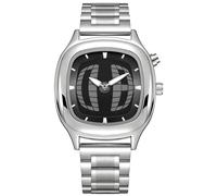 MASTOP Montre analogique moderne en acier inoxydable avec cadran coloré unique - Élégant et précis pour un usage quotidien, noir/argenté, Montre pour homme motif araignée - Cadran rectangulaire unique