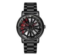 MASTOP Montre-bracelet créative 3D avec roue de voiture rotative - Design tendance - Quartz élégant acier inoxydable - Cadeau pour amateurs de voiture