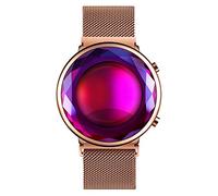 MASTOP Montre-bracelet pour femme avec boîtier en cristal numérique et maille en acier inoxydable classique tendance romantique, violet, Mouvement à quartz