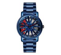 MASTOP Montre de Poignet Créative Tournante 3D pour Homme avec Roue de Voiture, Design de Cube de Bord, Montre de Poignet Élégante à Quartz avec Bracelet en Acier Inoxydable, Cadeaux pour les