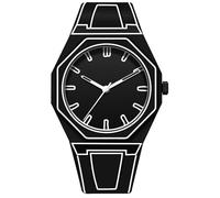 MASTOP Montre de sport à quartz tendance minimaliste noire et blanche - Design trou de ver analogique - Étanche - Inspirée de l'anime - Montre durable pour homme, noir, Montre de sport décontractée de