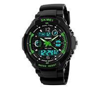 MASTOP Montre militaire multifonction pour homme - Résistante aux chocs et étanche - Affichage LED - Quartz analogique - Montre numérique