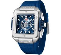 MASTOP Montre multifonction pour homme tendance carrée Affichage 12/24 heures Chronographe Étanche Calendrier Lumineux Chronomètre Bracelet en silicone Montre à quartz pour homme Cadeau Montre de