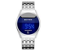 MASTOP Montre numérique à écran tactile pour homme, bracelet en acier doré