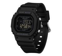 MASTOP Montre numérique pour femme - Rétro - Rétro - Décontractée - Alarme - Chronomètre - Rétro-éclairage LED - Compte à rebours - Alarme quotidienne - Signal horaire, noir, Montre de sport numérique