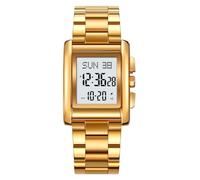 MASTOP Montre numérique pour homme avec bracelet en acier inoxydable, double affichage de l'heure, compte à rebours, chronomètre, alarme, rétroéclairage EL, format 12/24 heures, étanche à 30 m, Acier