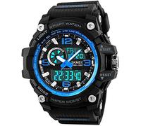 MASTOP Montre numérique pour homme - Étanche jusqu'à 50 m - Double cadran - Multifonctions - Analogique - Militaire - Sports de plein air - Étanche
