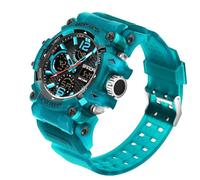 MASTOP Montre pour homme à grand cadran 5 ATM - Style militaire - Numérique - Transparente - Multifonction - Résistante à l'eau - Rétroéclairage - Alarme - Chronomètre - LED robuste - Pour