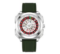 MASTOP Montre pour homme avec roue de roulette qui joue avec cadran rotatif poker carré bracelet en caoutchouc siliconique montre unique créative accrocheuse fraîche montres pour homme d'affaires