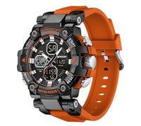MASTOP Montres tactiques pour hommes multifonction militaire sport étanche double heure alarme antichoc Relojes para Hombres, Orange, Sports Mode Militaire