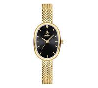 MASTOP Petite Montre Vintage Ovale Dorée pour Femme, Bracelet Élégant Étanche pour Petits Poignets Minimaliste Facile à Lire, Doré/noir