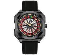 MASTOP Roulette Wheel - Montre pour homme - Cadran rotatif - Poker carré - Bracelet en caoutchouc de silicone - Montre unique créative et attrayante pour homme, Entièrement noir, Unique Watches
