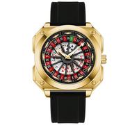 MASTOP Roulette Wheel - Montre pour homme - Cadran rotatif - Poker carré - Bracelet en caoutchouc de silicone - Montre unique créative et attrayante pour homme, noir/doré, Unique Watches Gambling