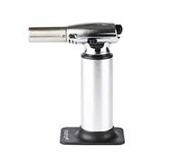 Mastrad - Chalumeau de Cuisine Professionnel - Flamme Puissante et Réglable - Mode Continu & Socle Amovible - Jusqu’à 45 min d’Utilisation - Rechargeable au Gaz à Briquet - Corps Inox & Aluminium