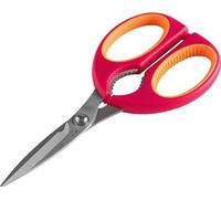 Mastrad ciseaux de cuisine, ciseaux de cuisinier, ciseaux multifonctions, ciseaux, acier inox, TPR, plastique, orange+framboise, F24004