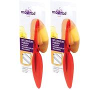 Mastrad F20015 Eplucheurs Fruits et légumes - Utilisation Simple - Gamme Elios - Double Tranchant - Lame INOX - Ambidextre - Compatible Lave-Vaisselle - Rouge 17 cm (Lot de 2)