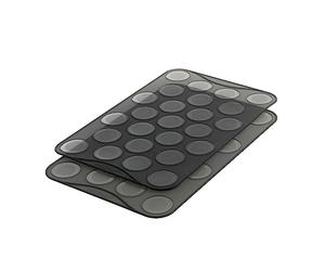 Mastrad F45514 Feuille de Cuisson pour Petits Macarons Lot de 2, Noir