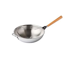MASTRAD F63800 Traditionnel O'Wok Gourmet-Compatible Tous Feux Dont Induction-Cuisson Saine & Rapide-INOX-Wok + Poignée + Grille-32 CM De Diamètre