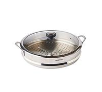 MASTRAD F63880 O'Wok - S’Adapte avec Le Wok O’Wok Gourmet-Cuisson Saine & Rapide-INOX-Panier Vapeur + Couvercle-32 CM De Diamètre