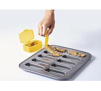 mastrad - Kit de Barres de céréales - Moule 10 cavités + tasseur avec Une Languette + 2 boîtes de Transport + Recette - Anti-adhésif - Pratique & Sain - Homemade, Gris