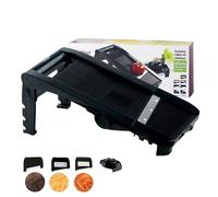 Mastrad - Mandoline Multi-Lames Compacte - 3 Lames, 2 Râpes & 1 Poussoir - Trancher, Râper & Émincer - Épaisseur Réglable par Molette - Lames en Acier Inoxydable - Sécurité & Précision