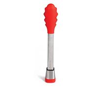 MASTRAD - Pince De Cuisine - Multi-usages - Pince de Service - S'ouvre Et Se Ferme D'une Seule Main - Manche en Acier Inoxydable - Embouts en Silicone - Ne Raye Pas les Casseroles - 28 CM - Rouge