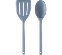 Mastrad Silikon-Küchenhelfer Set, 2-tlg., Kochlöffel, Pfannenwender, Küchenutensil, Grau, F10667