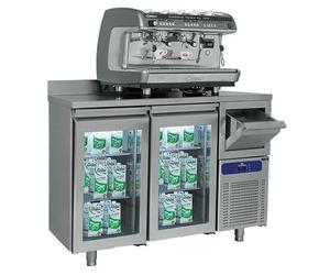 Mastro Arrière bar Réfrigéré Avec 2 Portes En Verre GN 1/1, Tiroir à Marc Et Dosseret, -2°/+8°C
