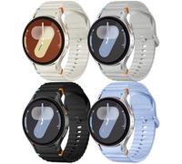 Mastten 4 Pièces Sport Bracelets Compatibles avec Samsung Galaxy Watch 7 - Bracelet en Silicone Souple pour Galaxy Watch 6 5 4 40mm 44mm - Wave & No Gap Band pour 6 Classic / 4 Classic / 5 Pro/FE