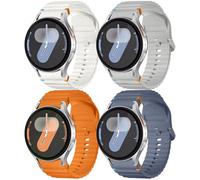 Mastten 4 Pièces Sport Bracelets Compatibles avec Samsung Galaxy Watch 7 - Bracelet en Silicone Souple pour Galaxy Watch 6 5 4 40mm 44mm - Wave & No Gap Band pour 6 Classic / 4 Classic / 5 Pro/FE
