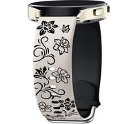 Mastten Deux Tons Floraux Gravés Bracelet Compatible avec Samsung Galaxy Watch 7 6 5 4 40mm 44mm, Galaxy Watch FE / 6 4 Classic / 5 Pro/Active 2, 20mm Bracelet Montre en Silicone Souple pour Femmes