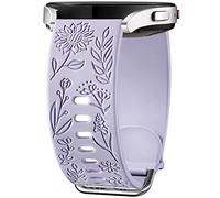 Mastten Fleur Gravé Bracelet Compatible avec Samsung Galaxy Watch 7/6/5/4 40mm 44mm Femme, 20mm Élégant Sport Silicone Bracelet pour Galaxy Watch FE/Active 2/4 6 Classic / 5 Pro, Lavande