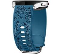 Mastten Fleur Gravé Bracelet Compatible avec Samsung Galaxy Watch 7/6/5/4 40mm 44mm Femme, 20mm Élégant Sport Silicone Bracelet pour Galaxy Watch FE/Active 2/4 6 Classic / 5 Pro, Cyan