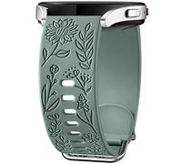 Mastten Fleur Gravé Bracelet Compatible avec Samsung Galaxy Watch 7/6/5/4 40mm 44mm Femme, 20mm Élégant Sport Silicone Bracelet pour Galaxy Watch FE/Active 2/4 6 Classic / 5 Pro, Vert