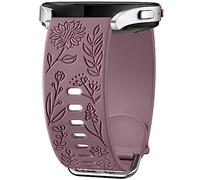 Mastten Fleur Gravé Bracelet Compatible avec Samsung Galaxy Watch 7/6/5/4 40mm 44mm Femme, 20mm Élégant Sport Silicone Bracelet pour Galaxy Watch FE/Active 2/4 6 Classic / 5 Pro, Violet Fumé
