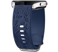 Mastten Fleur Gravé Bracelet Compatible avec Samsung Galaxy Watch 7/6/5/4 40mm 44mm Femme, 20mm Élégant Sport Silicone Bracelet pour Galaxy Watch FE/Active 2/4 6 Classic / 5 Pro, Bleu