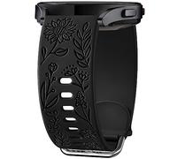 Mastten Fleur Gravé Bracelet Compatible avec Samsung Galaxy Watch 7/6/5/4 40mm 44mm Femme, 20mm Élégant Sport Silicone Bracelet pour Galaxy Watch FE/Active 2/4 6 Classic / 5 Pro, Noir