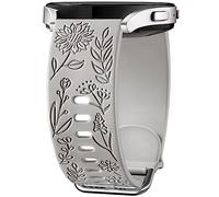 Mastten Fleur Gravé Bracelet Compatible avec Samsung Galaxy Watch 7/6/5/4 40mm 44mm Femme, 20mm Élégant Sport Silicone Bracelet pour Galaxy Watch FE/Active 2/4 6 Classic / 5 Pro, Gris