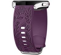 Mastten Fleur Gravé Bracelet Compatible avec Samsung Galaxy Watch 7/6/5/4 40mm 44mm Femme, 20mm Élégant Sport Silicone Bracelet pour Galaxy Watch FE/Active 2/4 6 Classic / 5 Pro, Violette