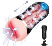 Masturbâteur Automatique Homme Mains Libres - 2 En 1 Masturbateur Réaliste Homme Gode Vibro-masseur va et vient Prostate Masturbateur Automatique Vibromasseur Sexetoy Pompe a Pénis pour Couple