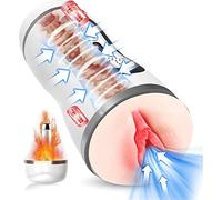 Masturbâteur Homme Mains Libres Sextoy - Vaginette Ultra Réaliste Masturbateurs Masculins Chauffage Rapide 6 Modes Vibration Vagin Bouche Suceuses Pour Pénis