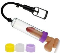 Masturbateur Homme Pompes à Pénis 21.5cm ⌀6.5cm ABS TPR Transparent Pompe Penis 3 Poignets Interchangeables agrandir son pénis - Érection Durable pompe a penis pompe a pénis pour homme FOPS P02