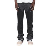 MASUCOR Jean Micro Flare pour Hommes Y2k Mode Encre Splash Patchwork Pantalon en Denim Automne Jeans Décontractés avec Poches Hommes Hip Hop Streetwear Jean à Jambe Droite(Black,S)