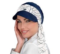 MASUMI Headwear Katia Plus Casquette Oncologique Navy White Lillium UPF50+, Bonnet Cancer pour Femmes avec Perte de Cheveux Alopécie, Chapeau de Soleil, 95% Bambou (Blanc), Noir , Taille Unique