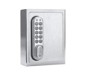 masunt coffre-fort à clés 1120 E Code | attribution innovante de code en ligne à distance | coffre-fort électronique en acier inoxydable V2A massif | résistant aux intempéries | argent