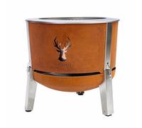 Masuria Brasero Exterieur sans fumée 60cm⌀ Alpha 600 - Réduction de fumée brevetée jusqu'à 95% - Fabriqué dans l'UE - Fût de feu portable en acier inoxydable - Pieds réglables - Grand tiroir à cendres